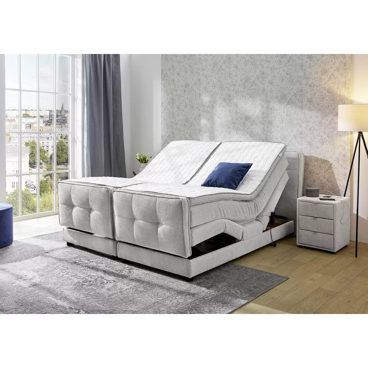 Boxspringbett Paulo 180x200 Hellgrau