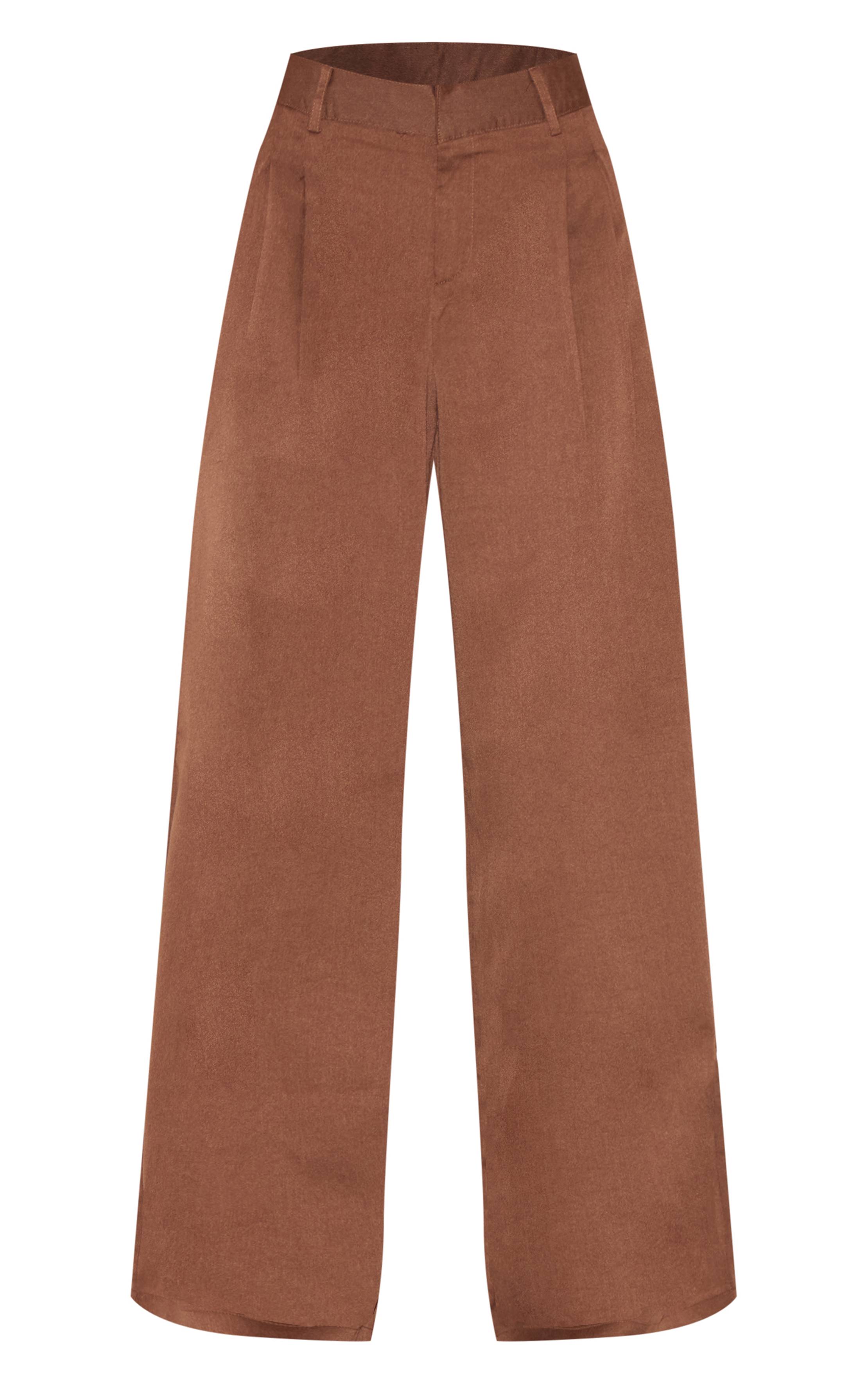 Chocolat Pantalon Droit À Détail Boxer Avec Rayures Contrastées Tissées