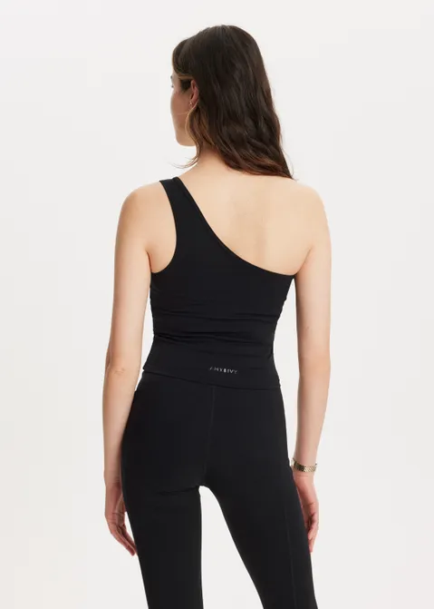 One shoulder top zwart (ZWART)
