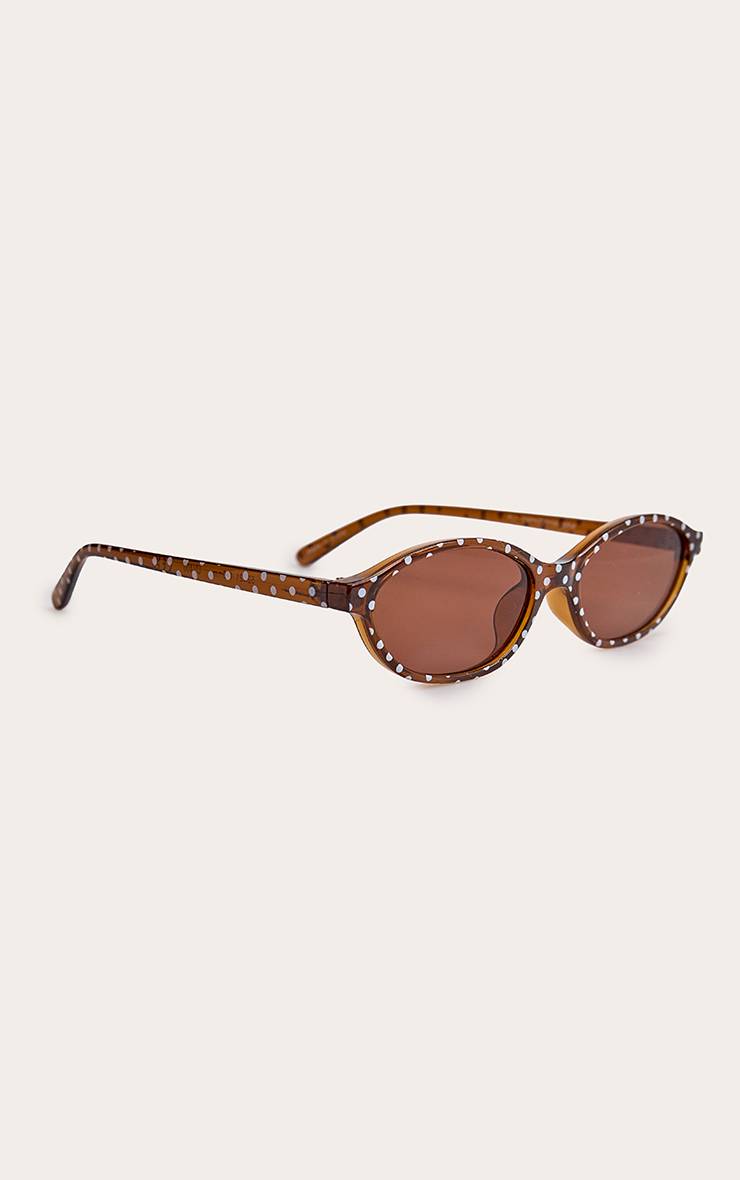 Chocolat Lunettes De Soleil Ovales Fines À Pois