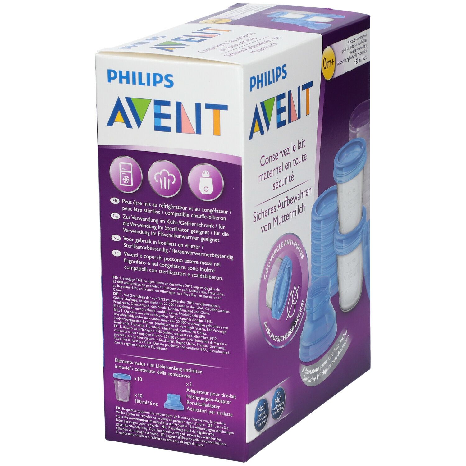 Philips Avent 10 Gläser zur Aufbewahrung von Muttermilch