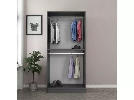 Dressing 2 portes Verre fumé Noir Antipaxos L90xH210cm 2 tringles Anthracite