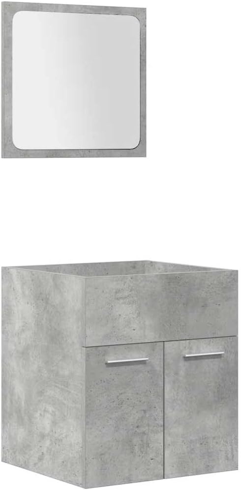 vidaXL 5-TLG. Badmöbel-Set Betongrau Holzwerkstoff, Badmöbelset, Badezimmerschrank, Unterschrank Bad, Badmöbel, Unterschrank Badezimmer