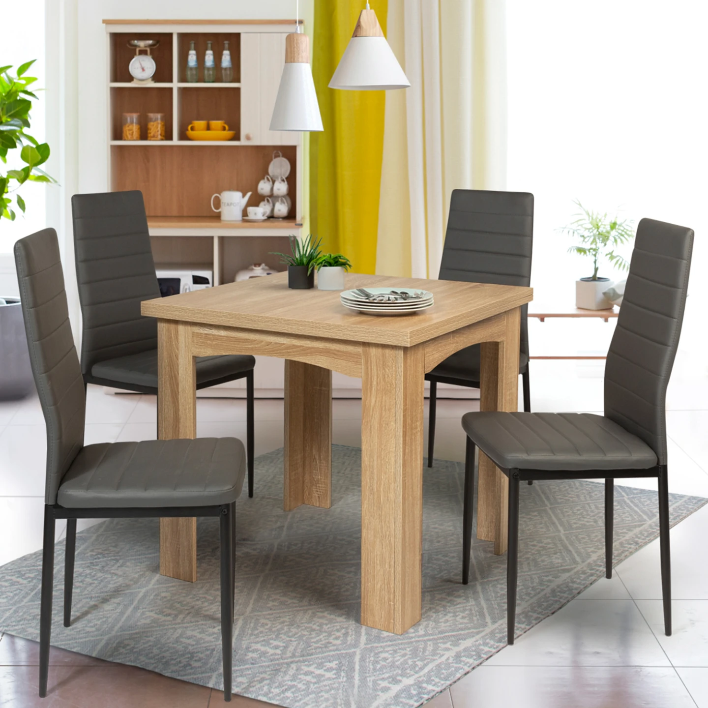 Table à manger extensible rectangle DONA 4-8 personnes hêtre 80-160cm