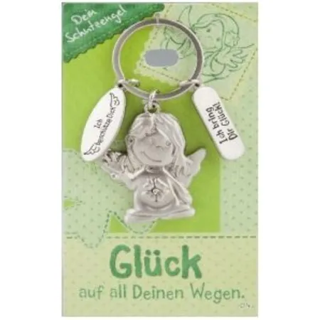 Depesche Schutzengel Schlüssel-Anhänger aus Metall, Glücksbringer mit Engel, 