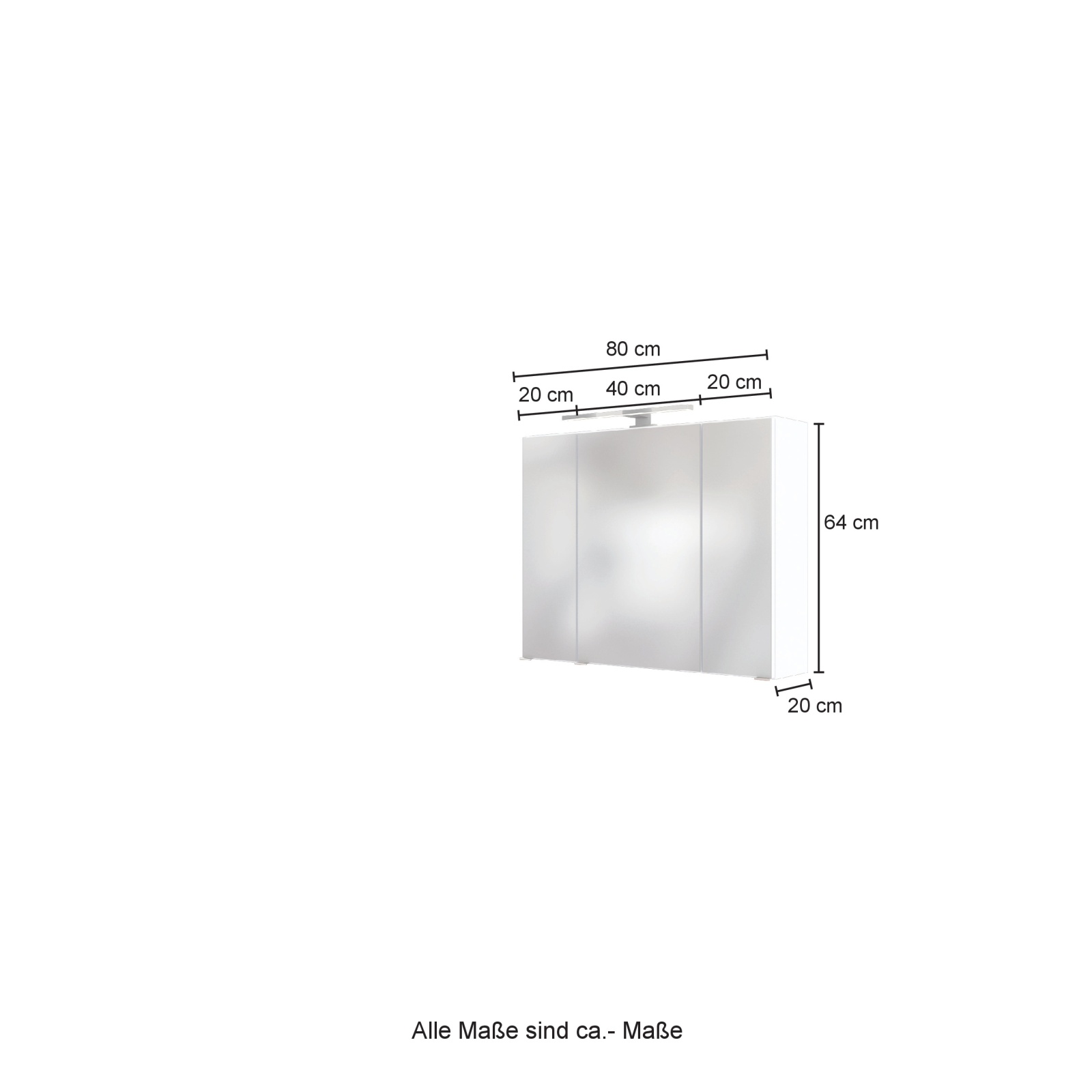 3D-Spiegelschrank LUCCA - grafitgrau - 80 cm breit