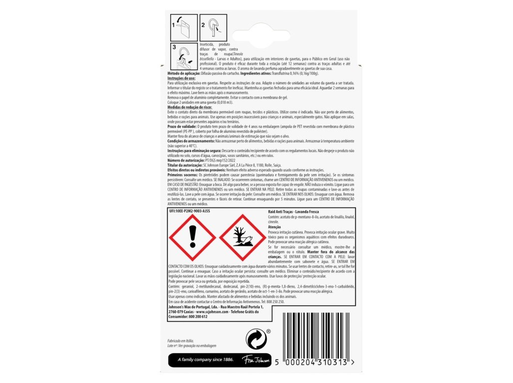 INSECTICIDA ANTI-TRAÇA RAID GEL LAVANDA 6UN