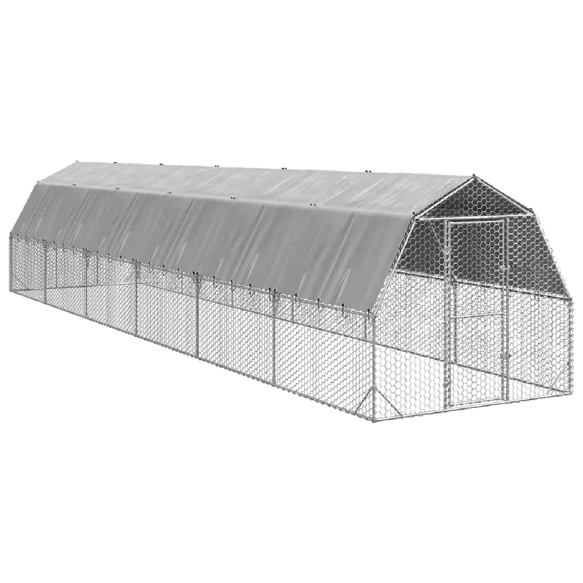 Vidaxl Poulailler avec toit en acier galvanisé 2,5x12x2,25 m