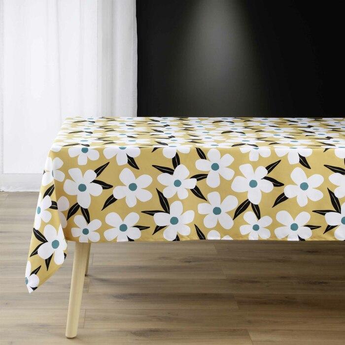 NAPPE RECTANGLE 140X240CM MICROFIBRE IMPRIMEE DARCY JAUNE