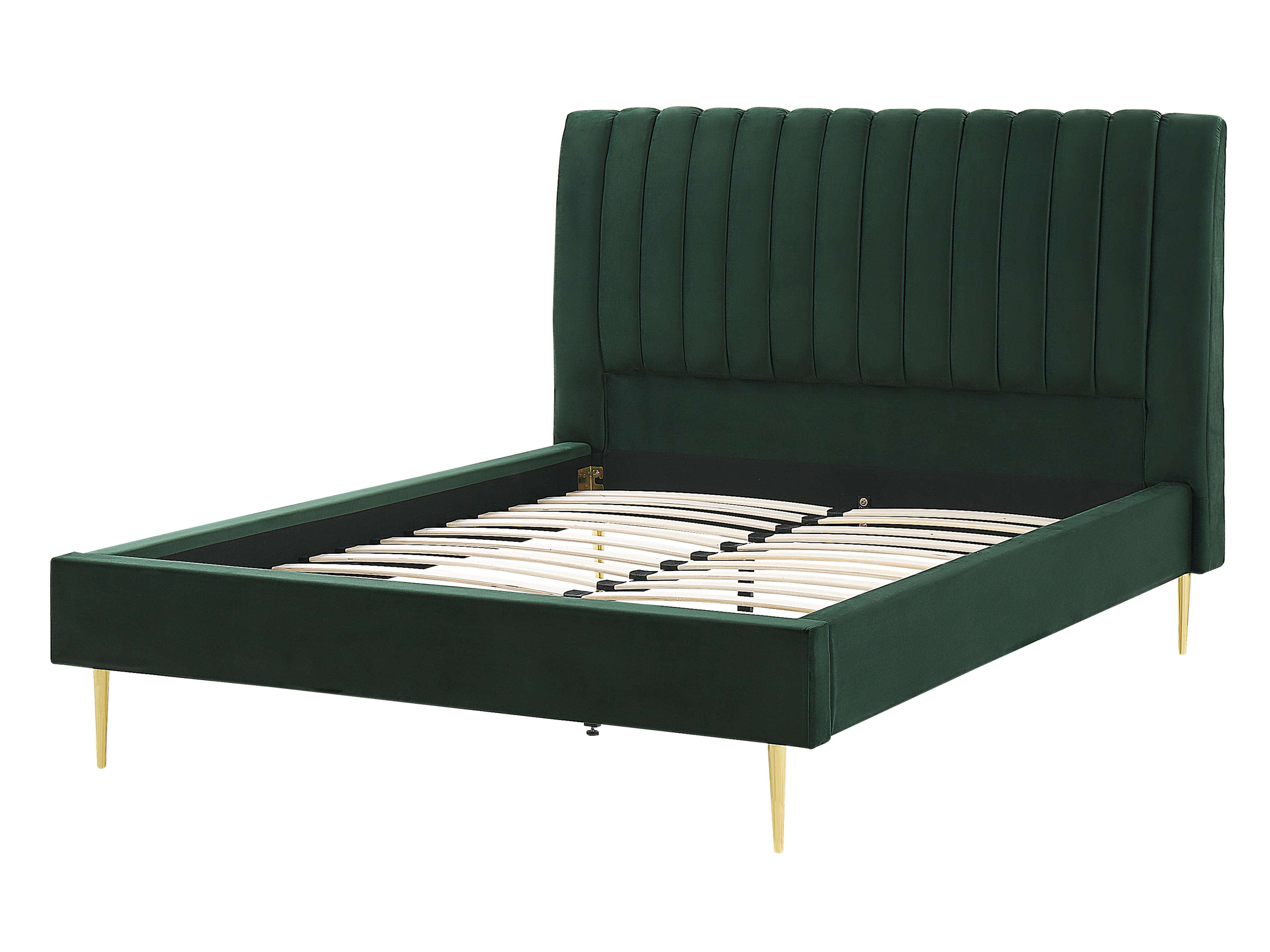 Bed Fluweel MARVILLE 140 x 200 cm Smaragdgroen
