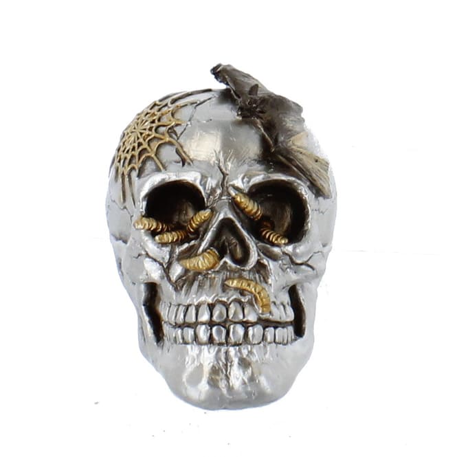 Totenkopf mit Maden - aus Polyresin - ca. 12,5 x 8,5 x 11 cm