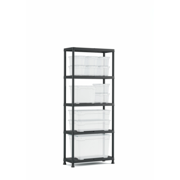 Handson stellingkast kunststof zwart 5 legborden 25 kg/legbord 176x75x32 cm