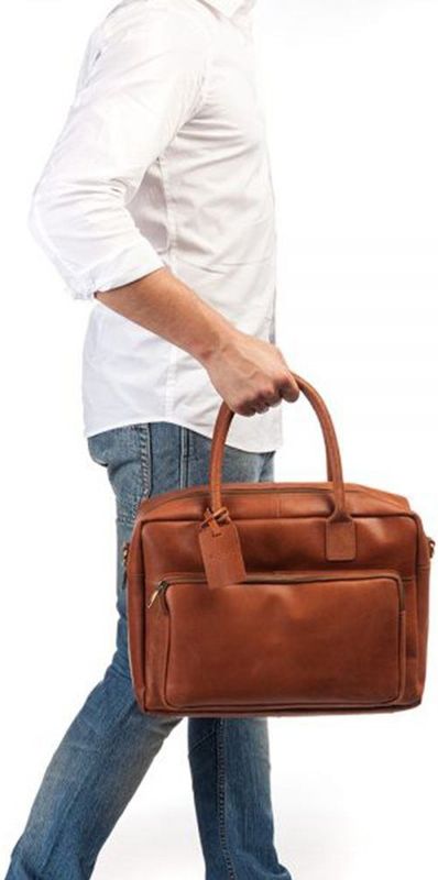 Burkely - Fundamentals Vintage Mitch Worker - Laptoptas - Cognac - Leer