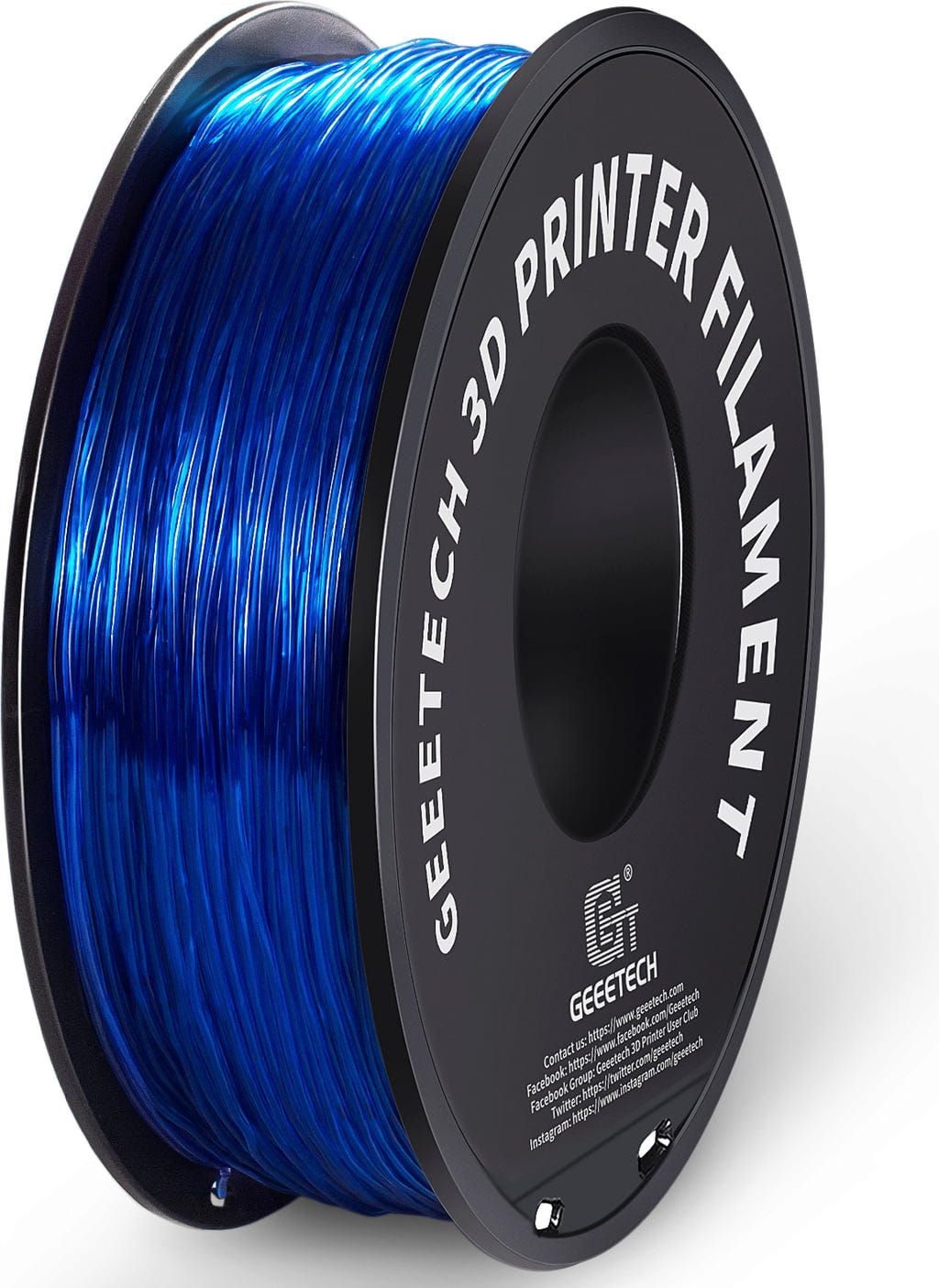 GEEETECH  TPU Transparent Blue, 1,75 mm / 1000 g    Weiches TPU-Material mit hoher Flexibilität & Belastbarkeit in Transparent Blue