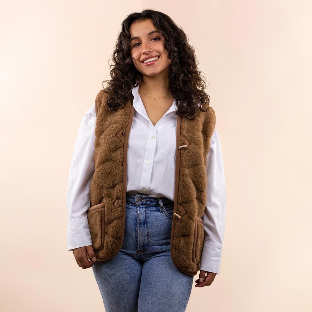 Moonrise dames wollen vest bruin 3D