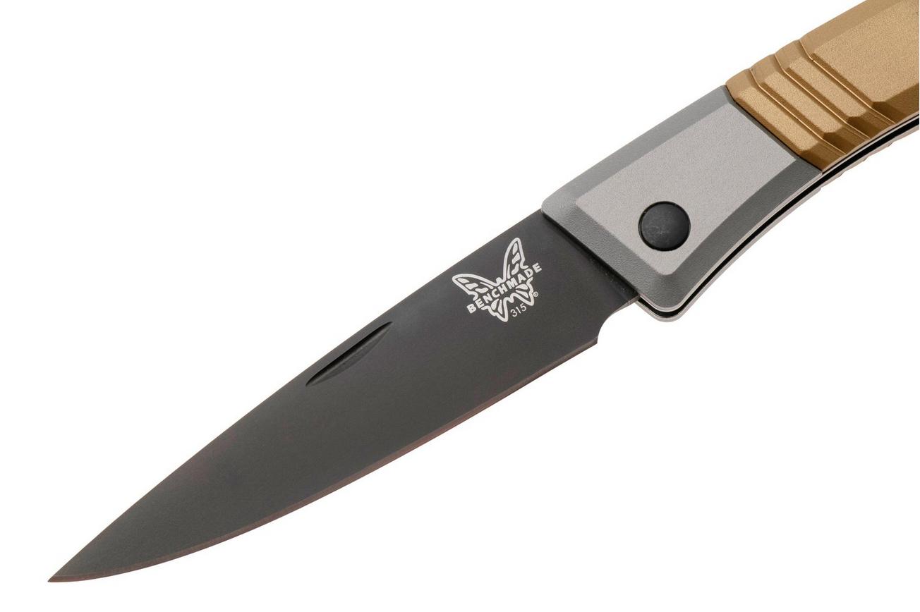 Benchmade Successor 315BK-01, Black Cerakote M390, Burnt Brass, Ash Gray, Aluminium, zakmes