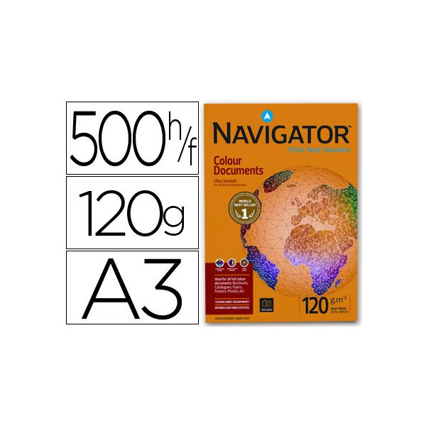 Navigator Colour Documents Papel Multiusos p/ Laser e Jacto de Tinta A3 120 G/m² Branco 500Fls