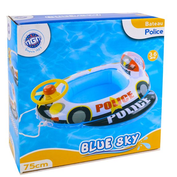 Bateau de police gonflable avec volant 75 x 70 cm