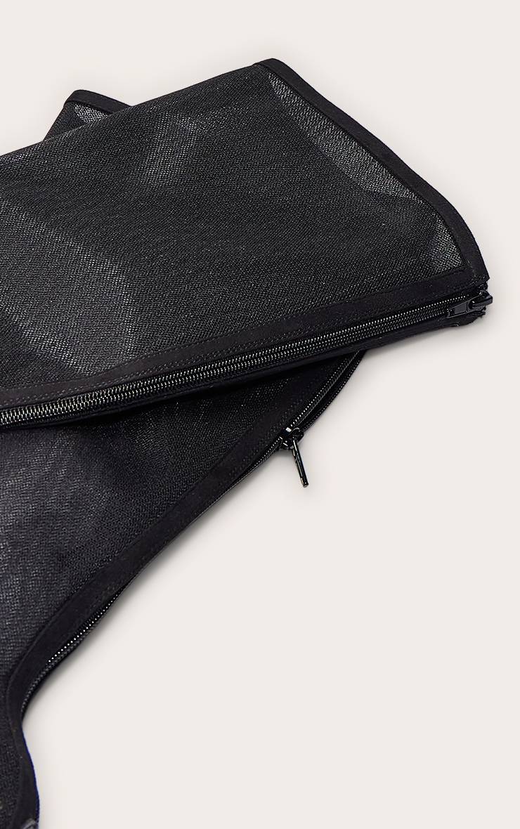 Noir Botte Haute En Mesh À Talon