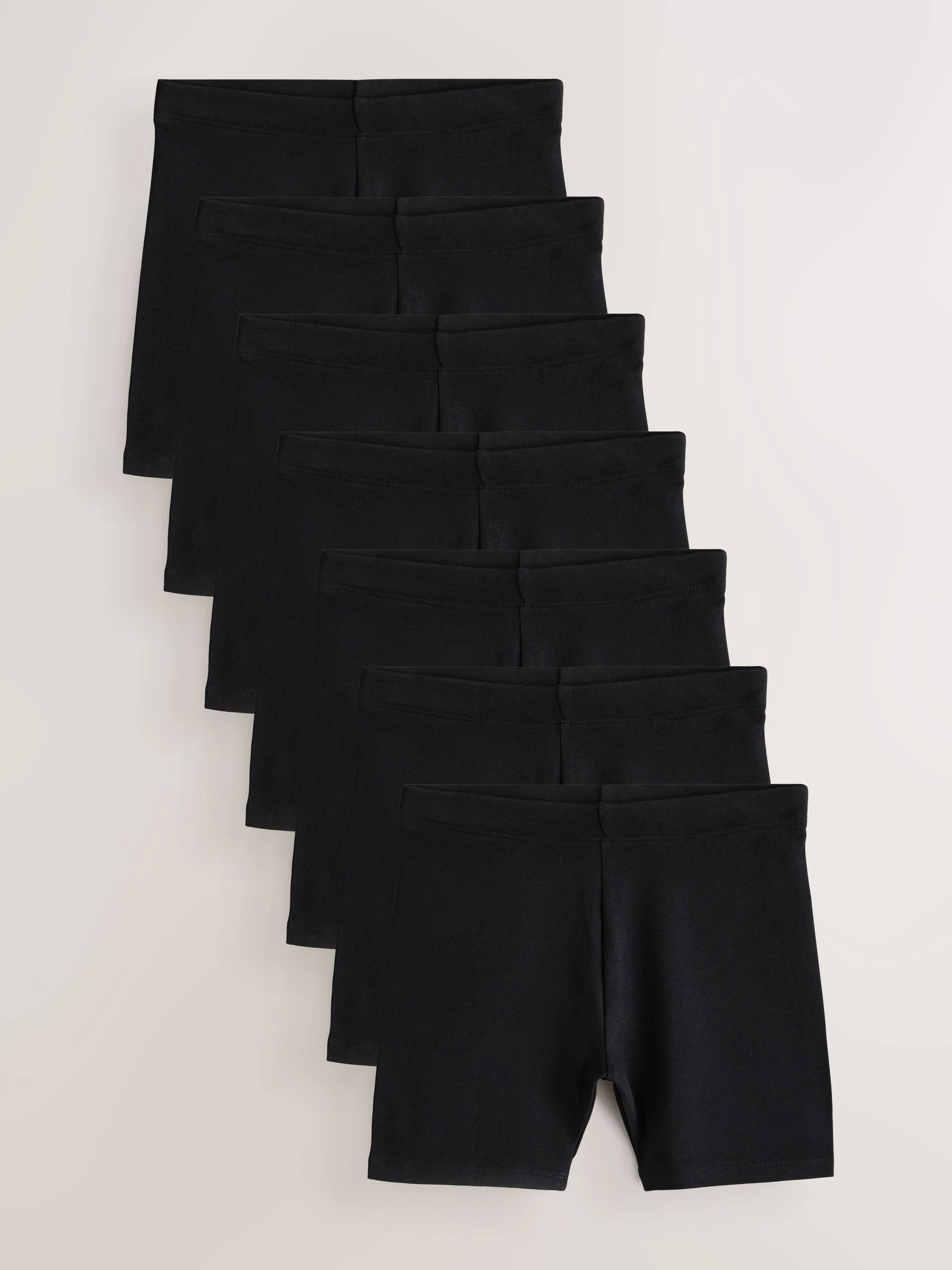 Zwart - Verpakking van 7 stretchy fietsshorts met hoog katoengehalte (3-16jr)