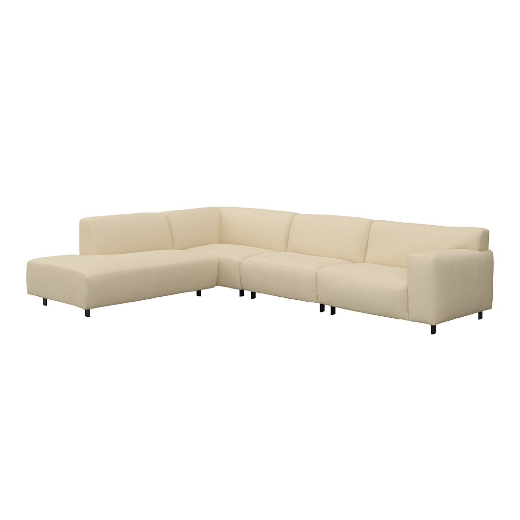 Vesta hjørnesofa 3-seter med åpen ende venstre, Big hjørnemodul, Tekstil Gianni Cream, standardsøm, sort metallben 10 cm, Comfort CM