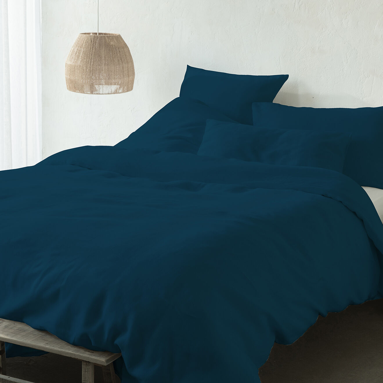 United by Perle de coton Parure housse de couette 100% Lin lavé lagon