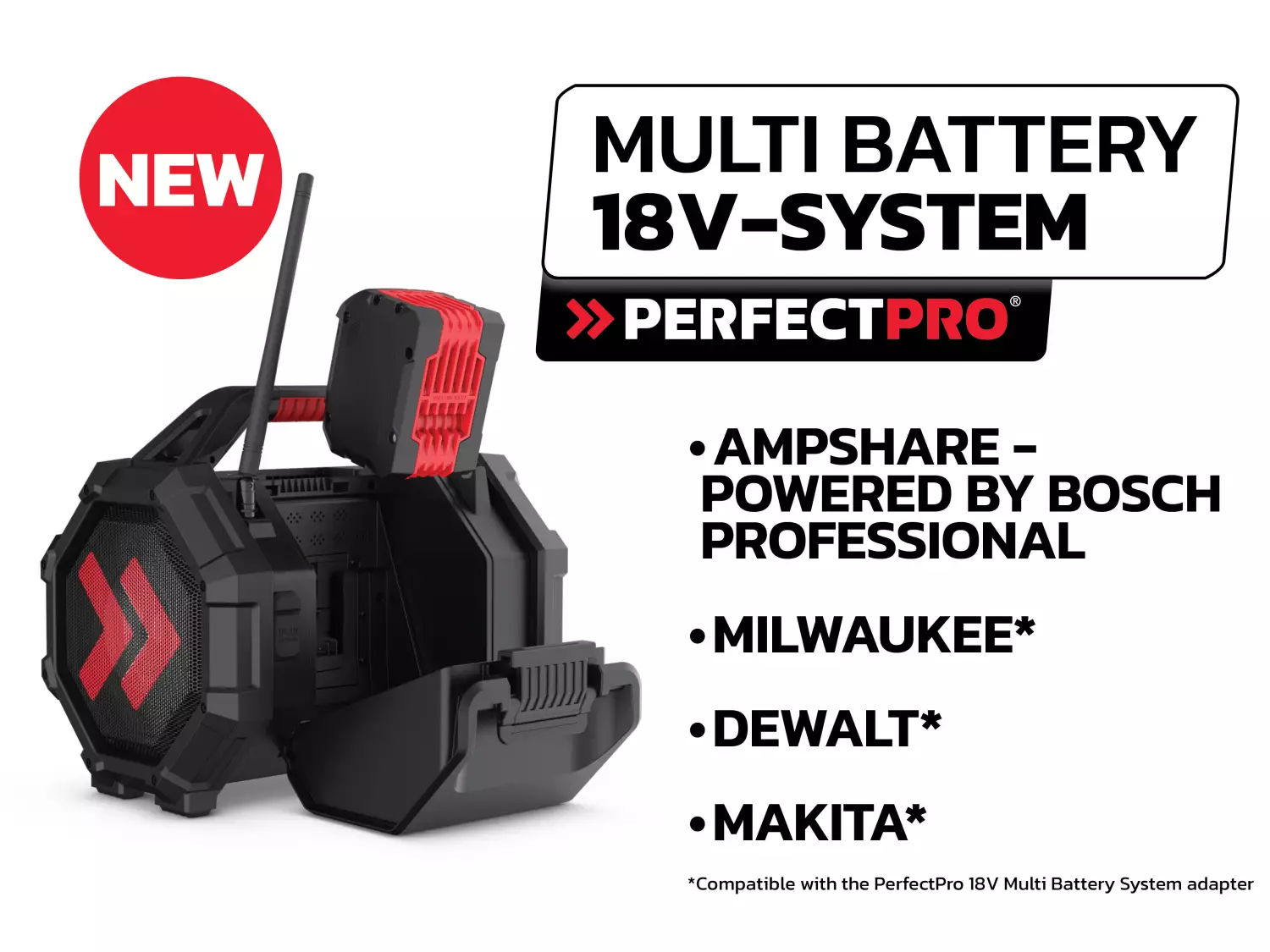 PerfectPro ROCKTAGON OCT-18V multi battery Bouwradio - FM RDS - DAB  - Bluetooth - AUX In