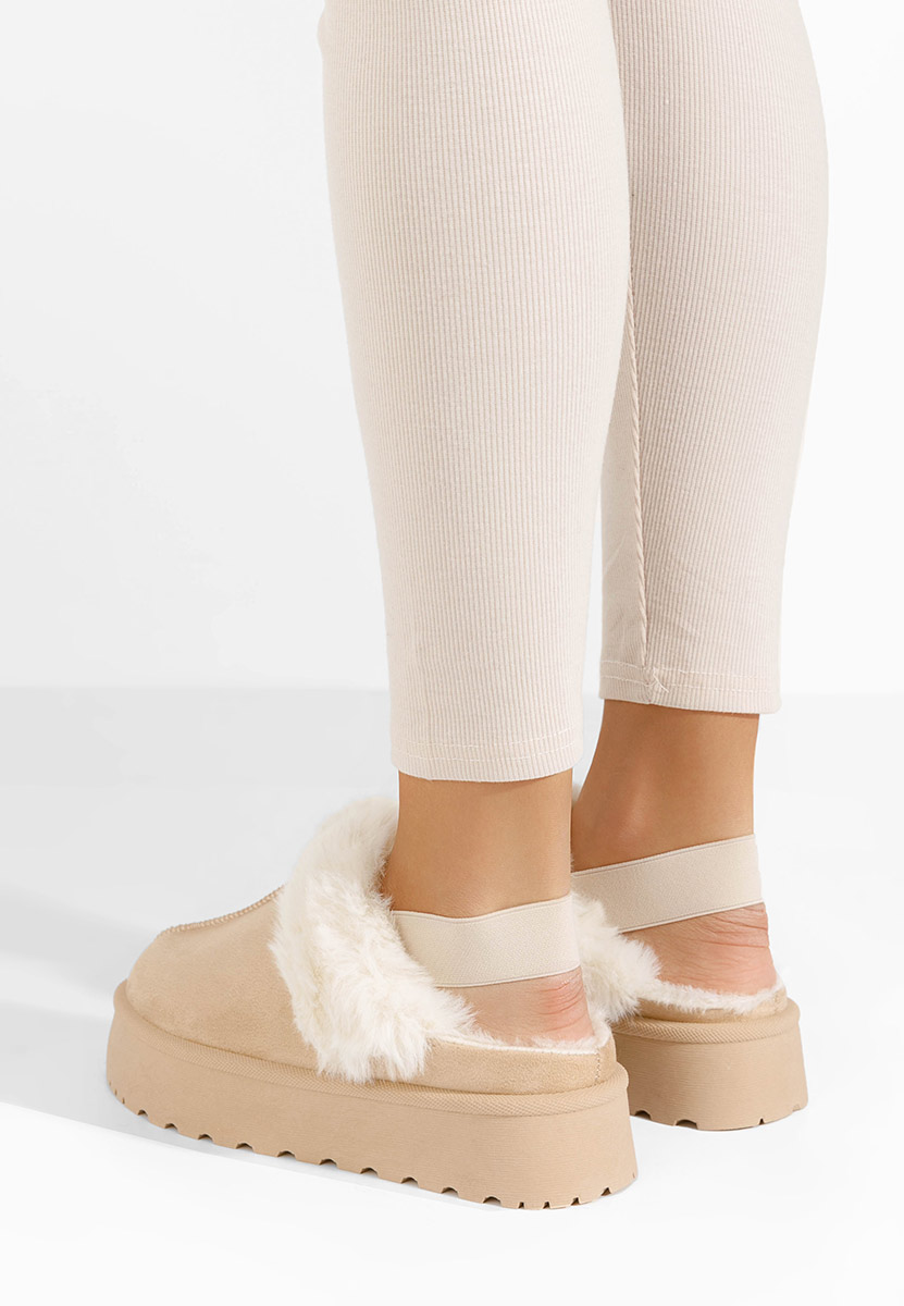 Mules à plateforme beige Edden