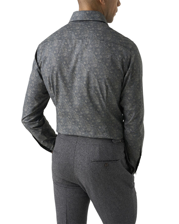 ETON Slim Fit Brown Motif Signature Twill Shirt Brun