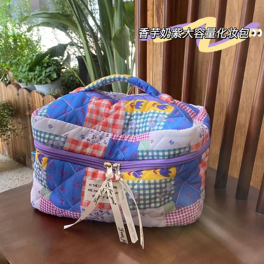 ZenlyHabit - Letterapplicatie Patchwork Stof Make-uptas / Clutch
