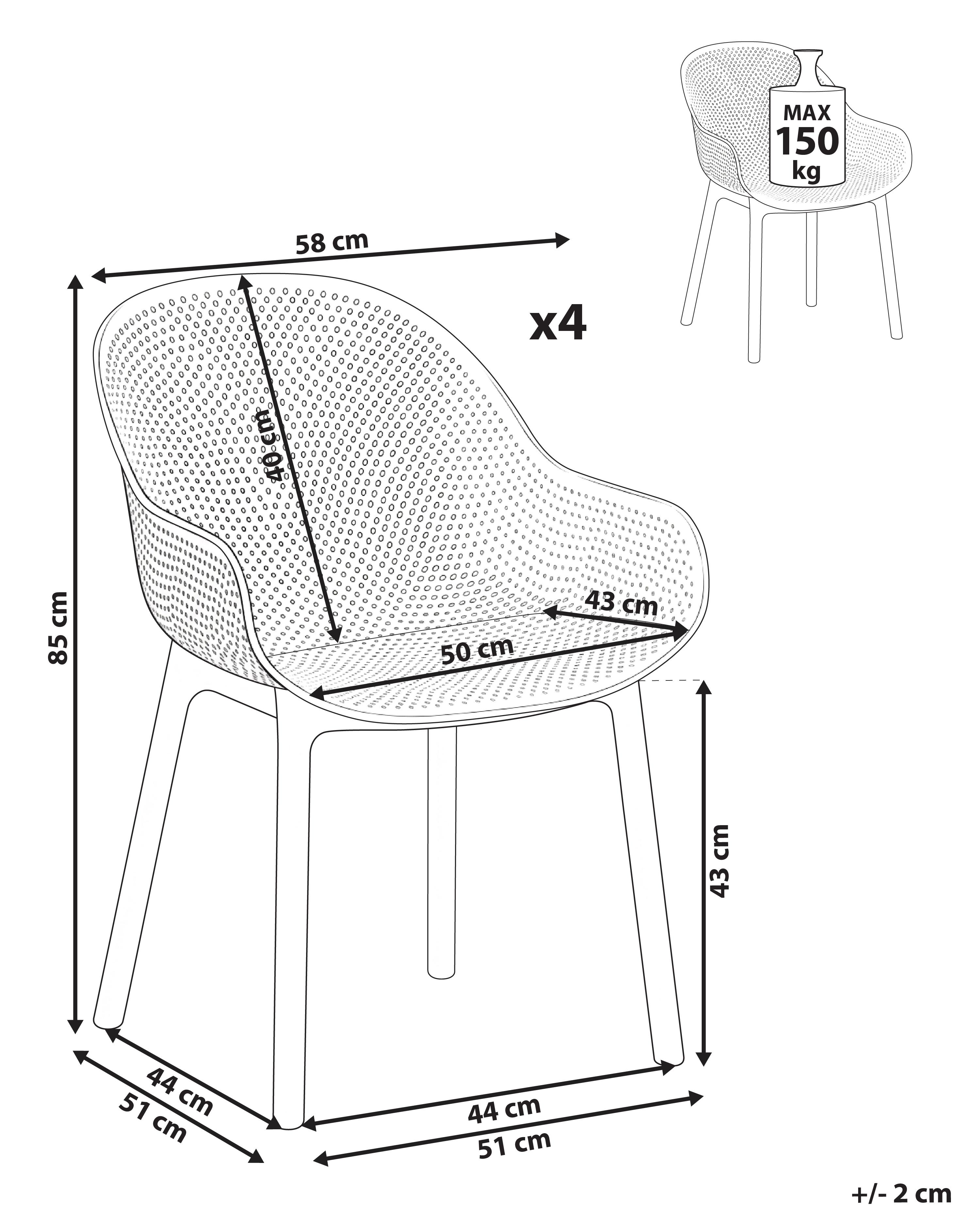 Set van 4 tuinstoelen TIGGIANO Koraalrood