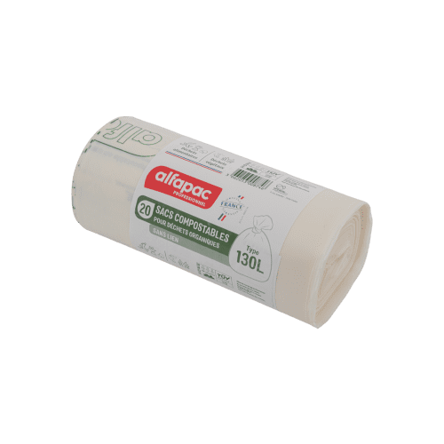Sacs poubelle compostables 130L transparent 32µ sans lien Alfapac