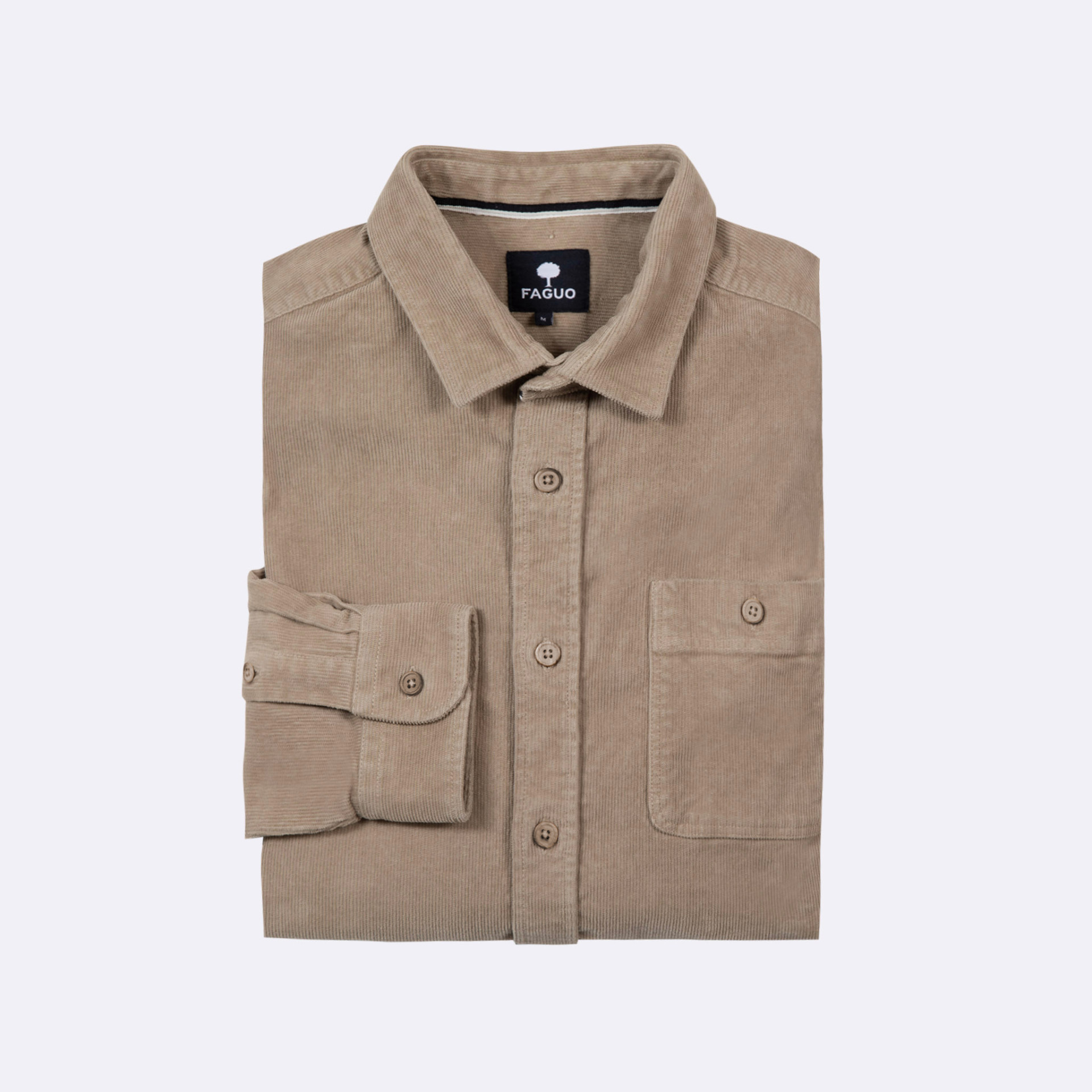Chemise classique beige clair coton - modèle Onca