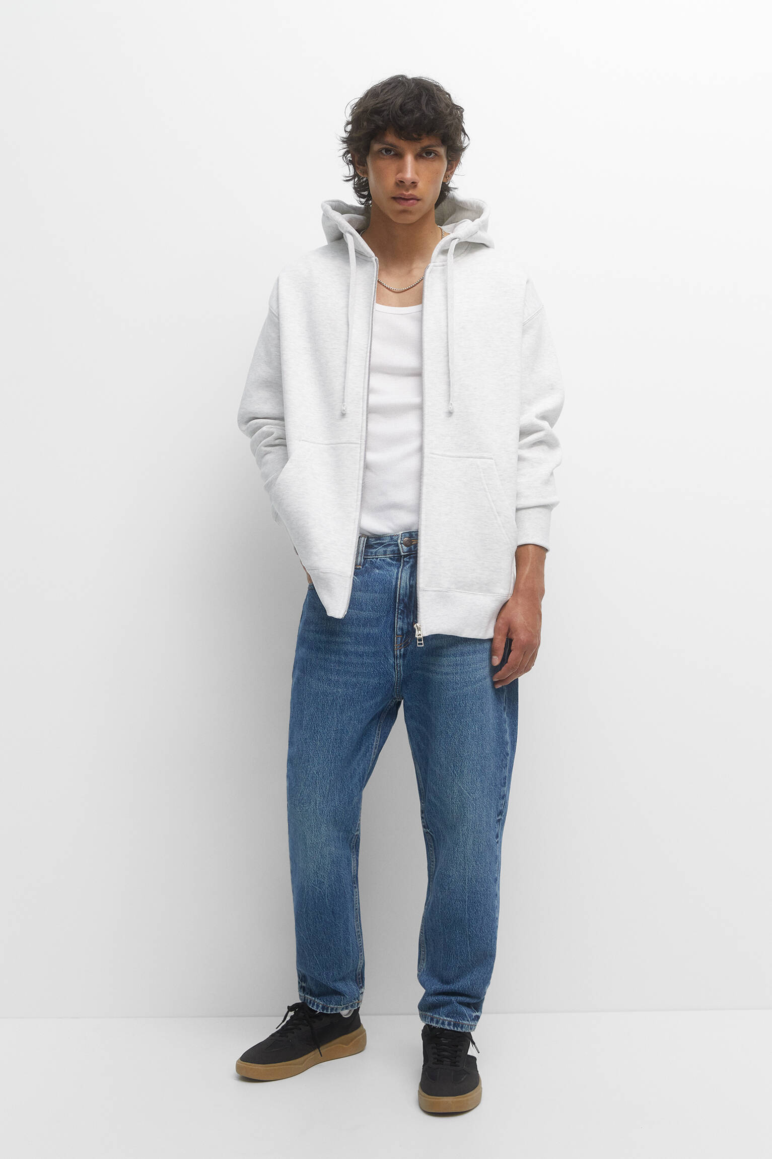 CALÇA JEANS RELAXADA - AZUL MÉDIO