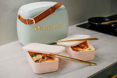 (3-tlg. Set) 6L CoolerBag Retro Kühlbox Vintage Kühltruhe inkl. 2 Frischhalte Dosen (01.06CB-MA) - Matcha