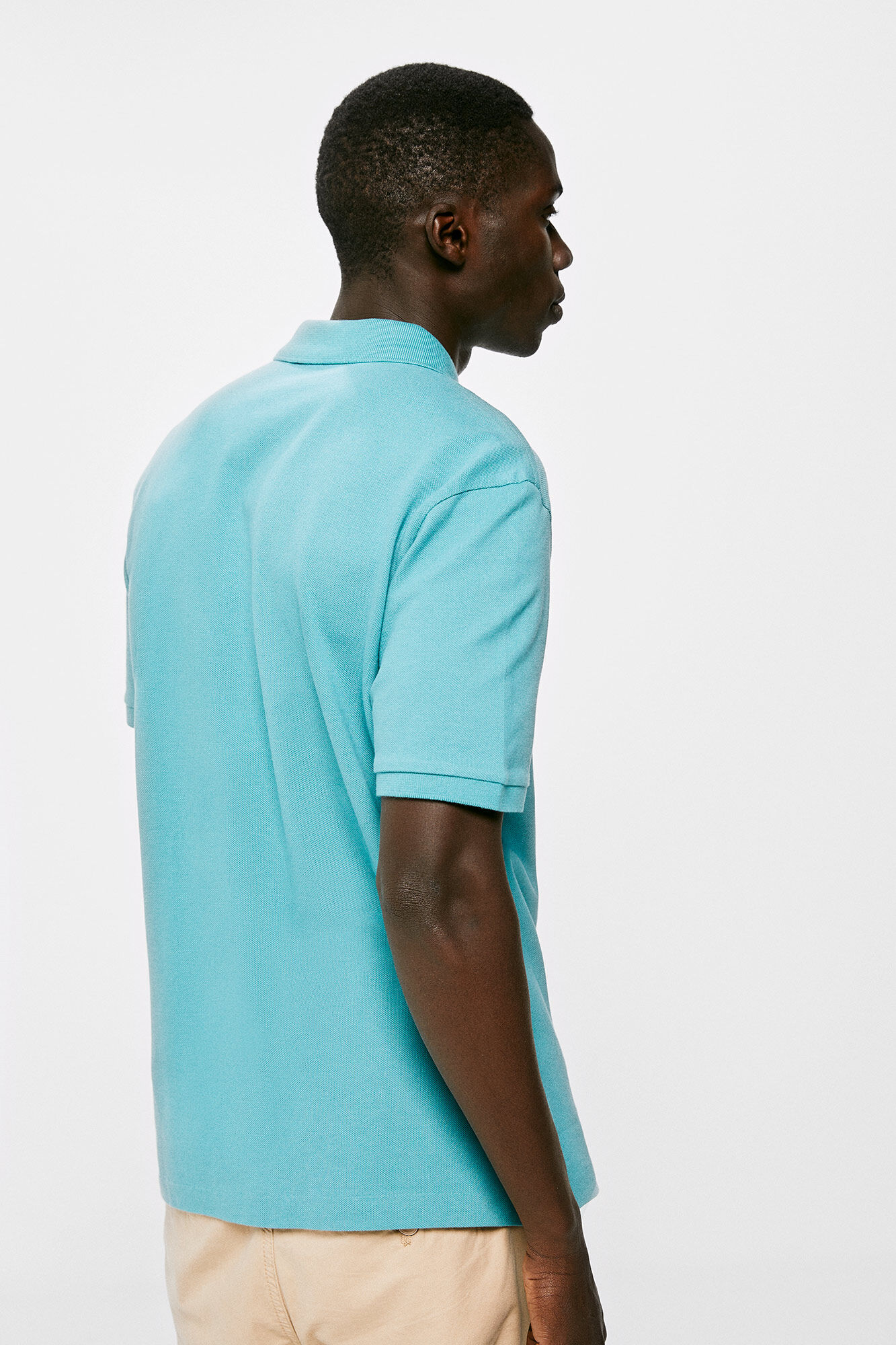 Camisa polo básica em piqué - turquesa