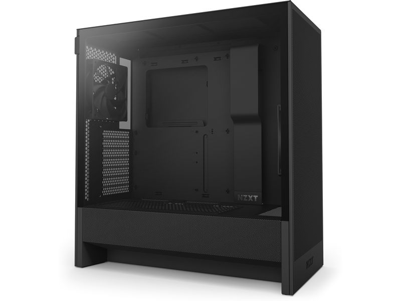 NZXT PC-Gehäuse H5 Flow Schwarz Kompaktes Mid-Tower-Gehäuse mit Seitenfenster
