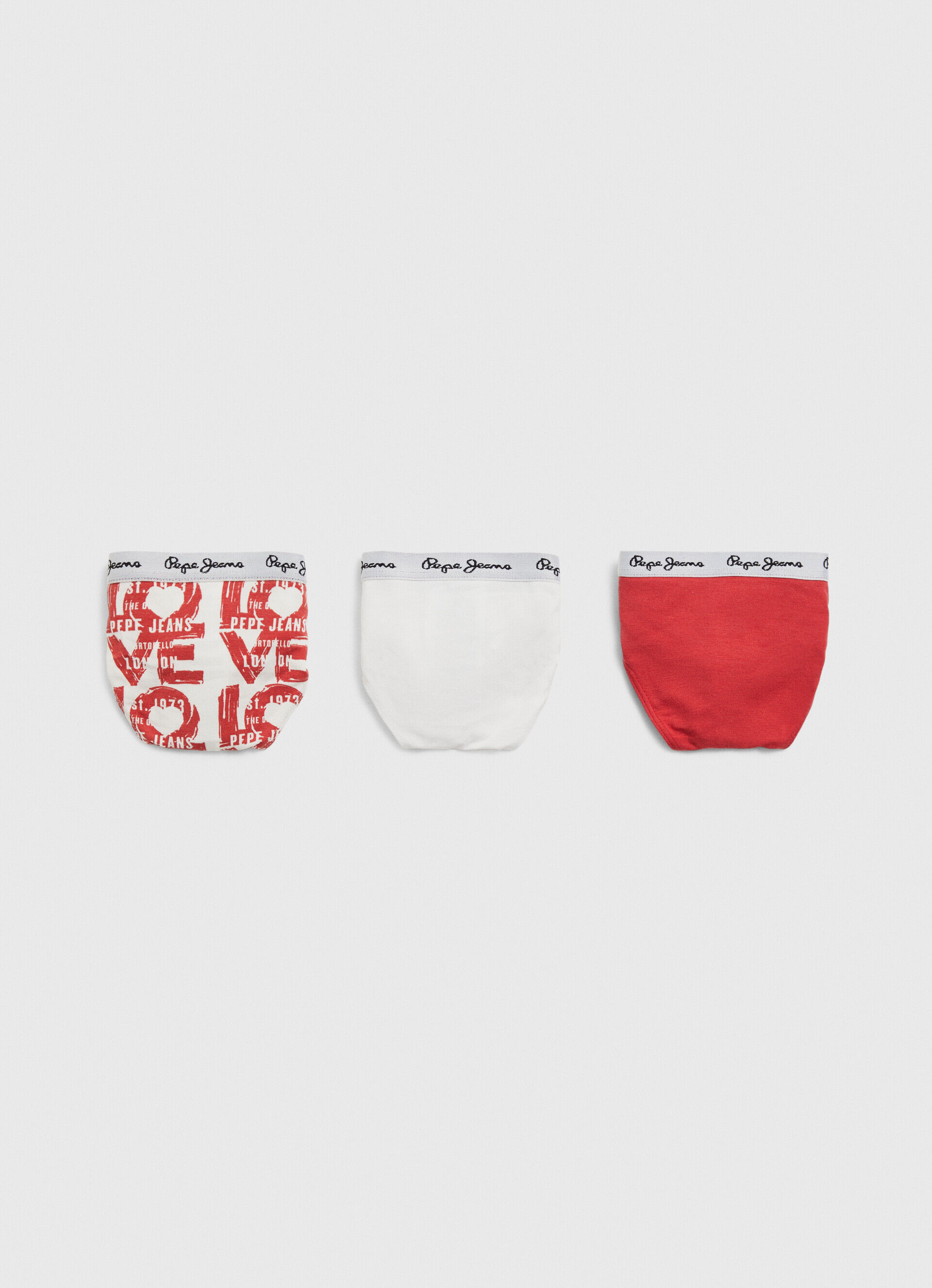 Conjunto de 3 calcinhas fio dental com logo estampado - vermelho estúdio