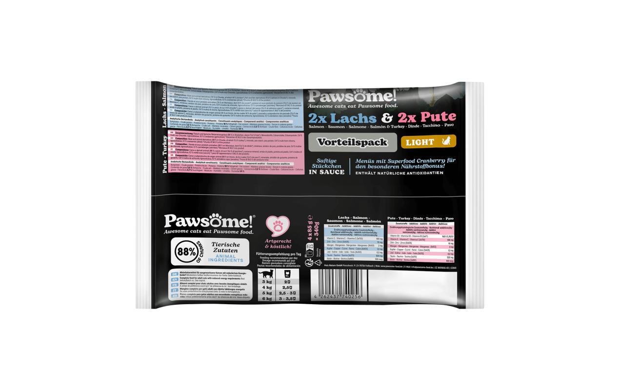 Cat Superfood Adult Light Pute/Lachs 4 x 85 gAlleinfuttermittel für ausgewachsene Katzen