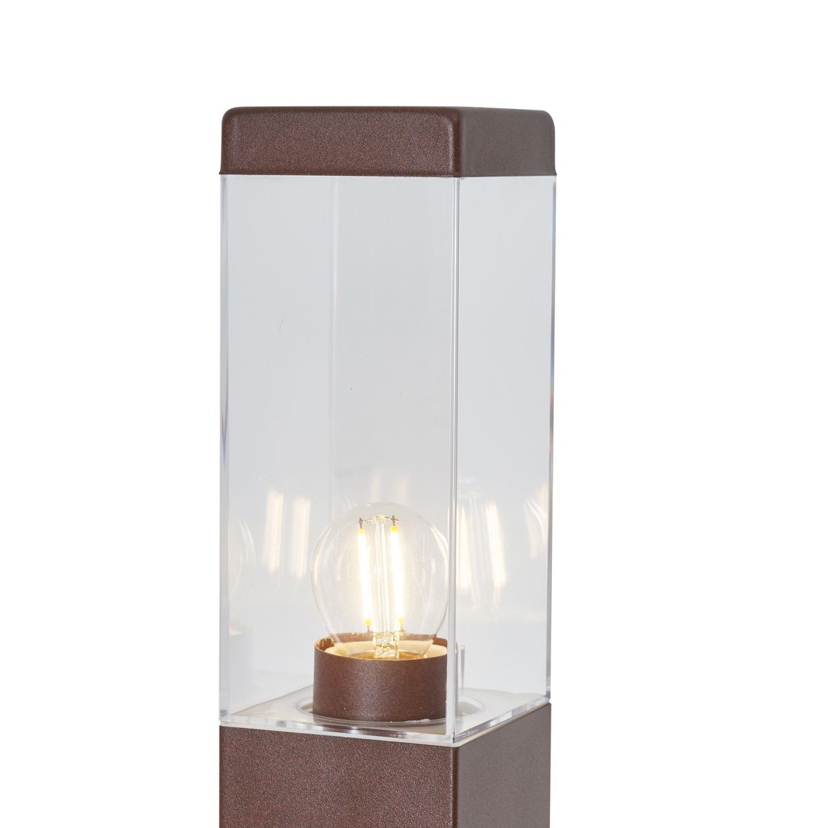 Buitenlamp roestbruin met helder glas 80cm IP44 met stopcontact en bewegingssensor - Malios