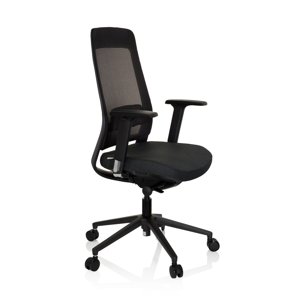 Profi Bürostuhl CHIARO T1 BLACK Stoff/Netzstoff mit Armlehnen (höhenverstellbar) hjh OFFICE