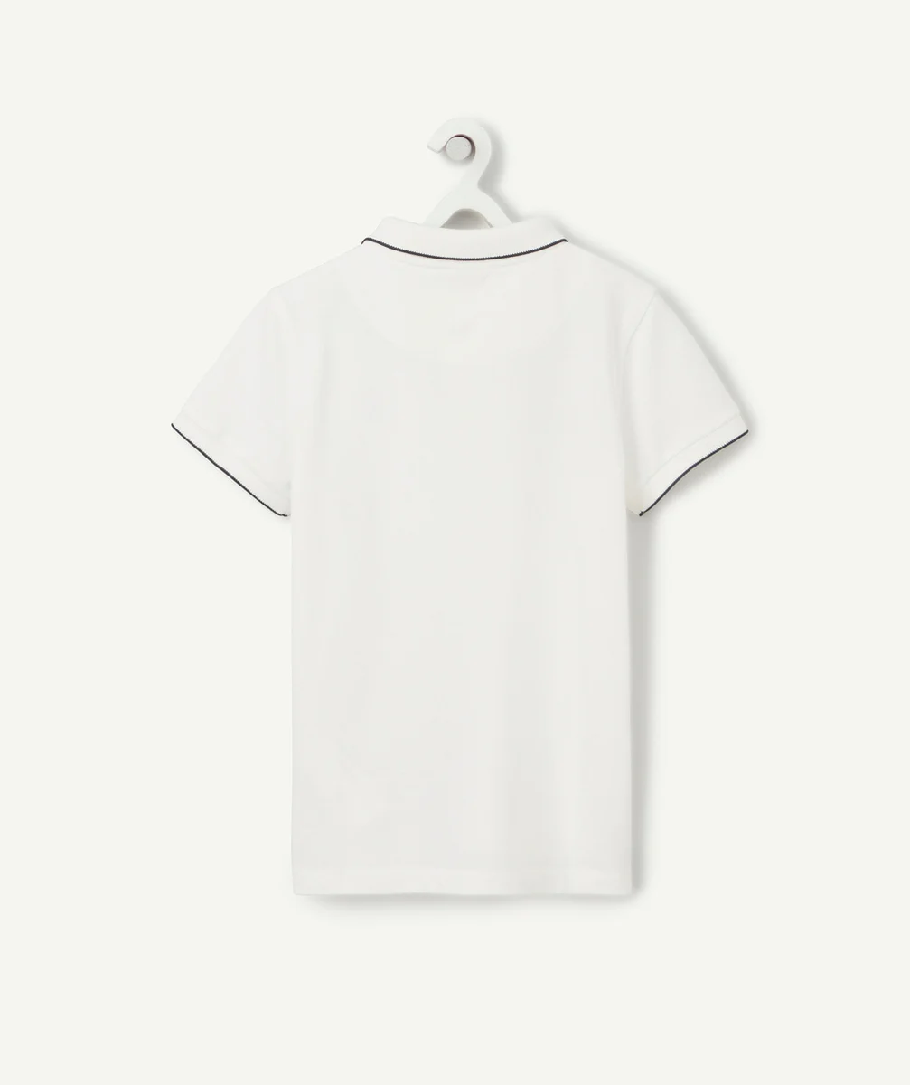 POLO GARÇON EN COTON BLANC AVEC SURF BRODÉ