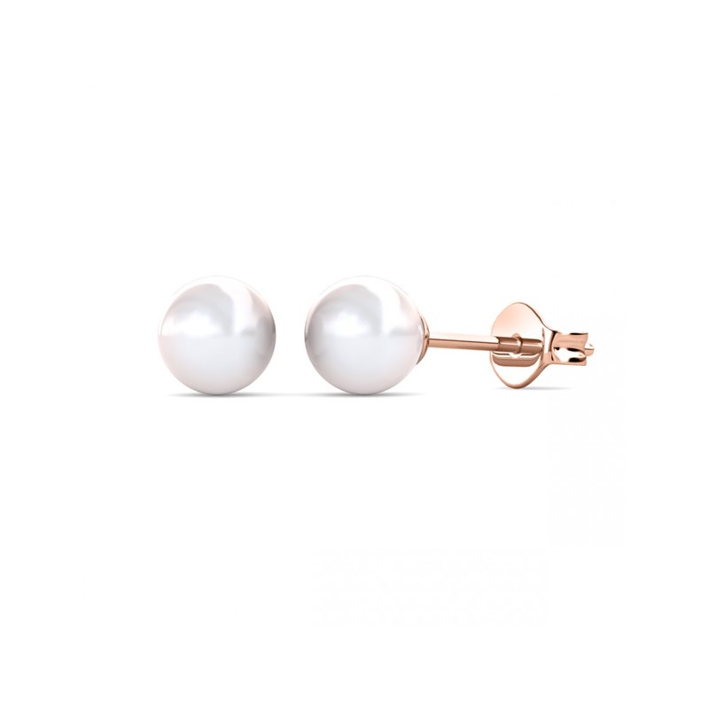 Boucles d'oreilles Full Moon Pearl - Or Rosé et Cristal