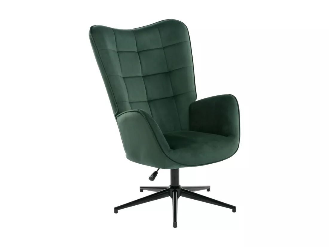 URBAN MEUBLE Fauteuil Scandinave Chaise Pivotant pour Bureau Salon Chambre avec Un revêtement en Velours des Accoudoirs Rembourés, Métal, vert, 70*80*100CM