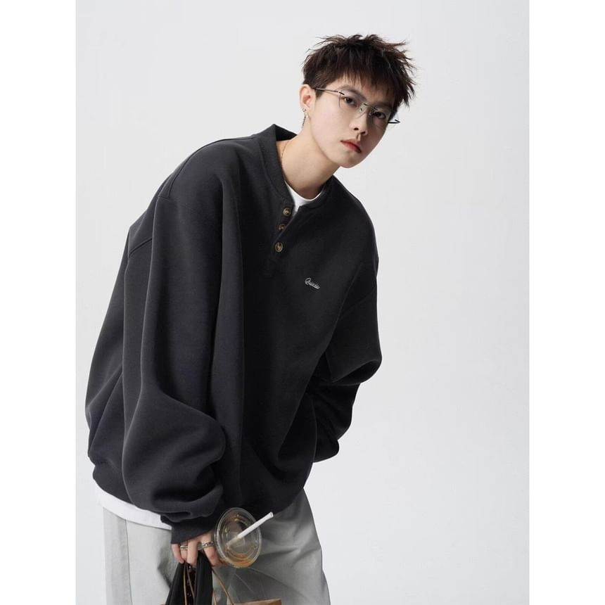 Ateso - Henley Letter Geborduurd Sweatshirt
