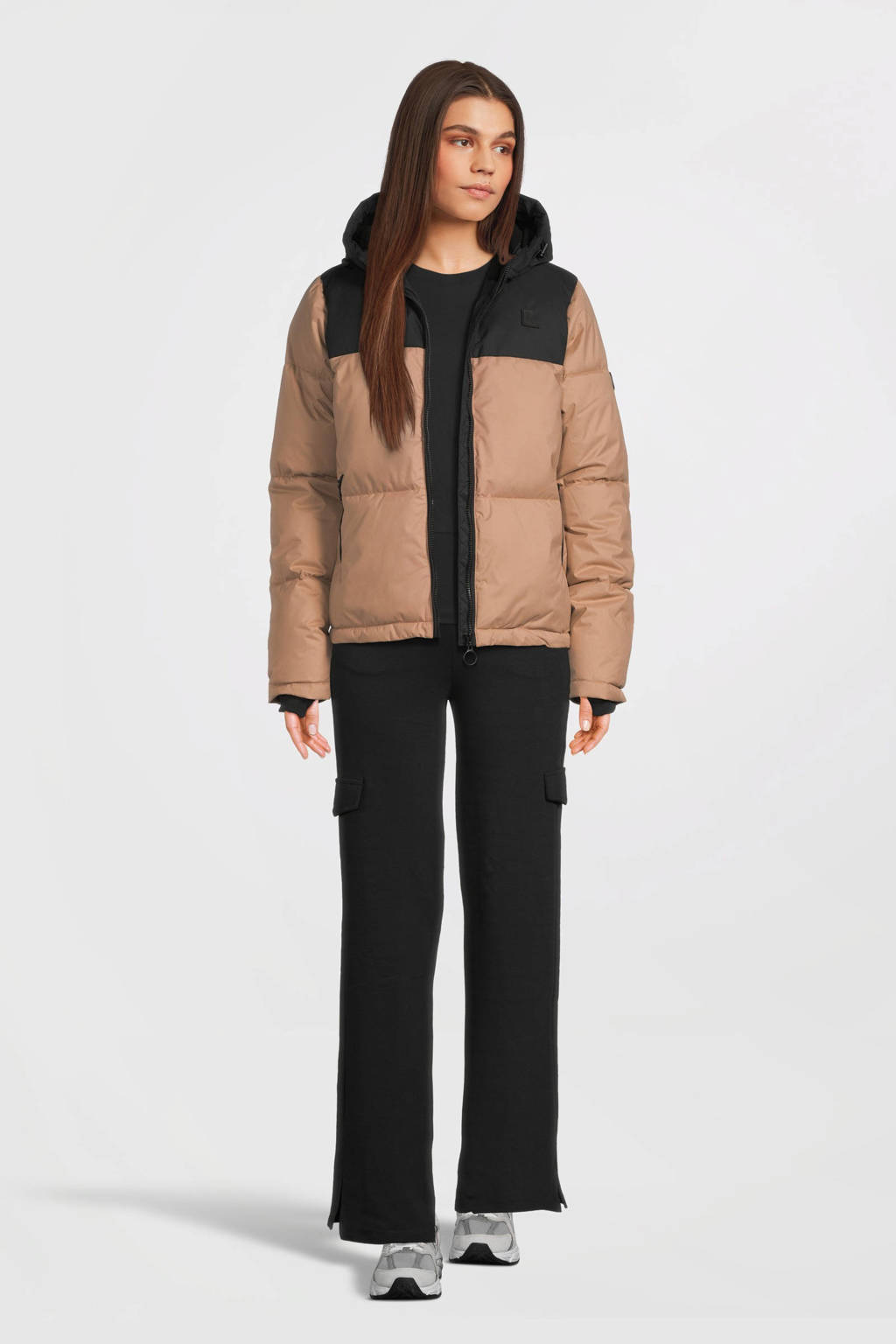 LOOXS gewatteerde jas beige/zwart