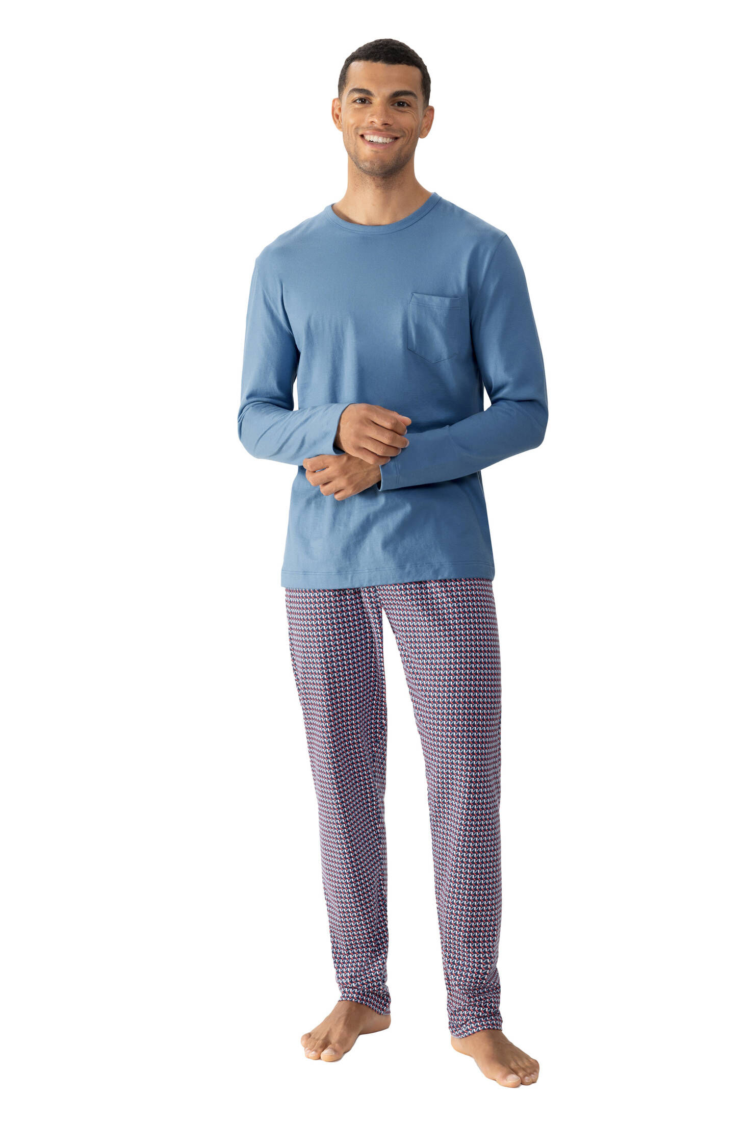 mey| Herren Schlafanzug Serie Diagonal Squares