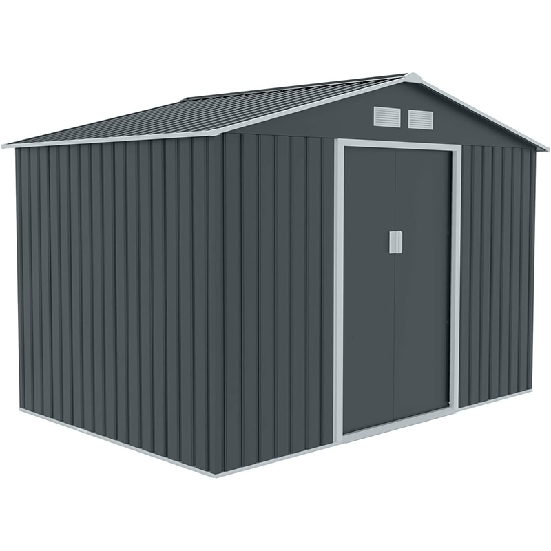 Metal Tool Shed, 277 cm x 191 cm x 192 cm, Garden Shed with Saddle Roof (Anthracite)