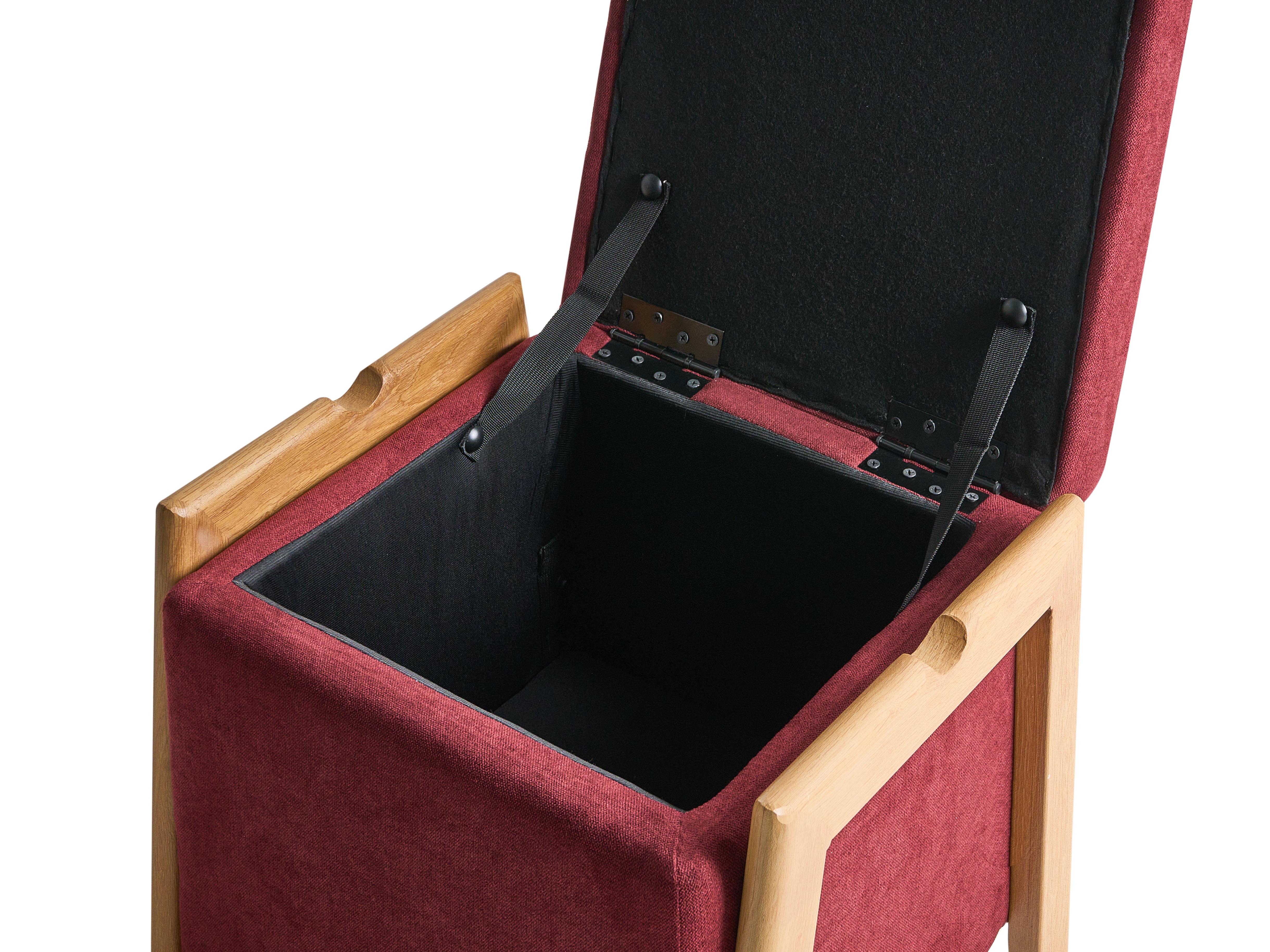 Poef met opbergruimte EDLAND Stof 45 cm 43 cm Bordeauxrood