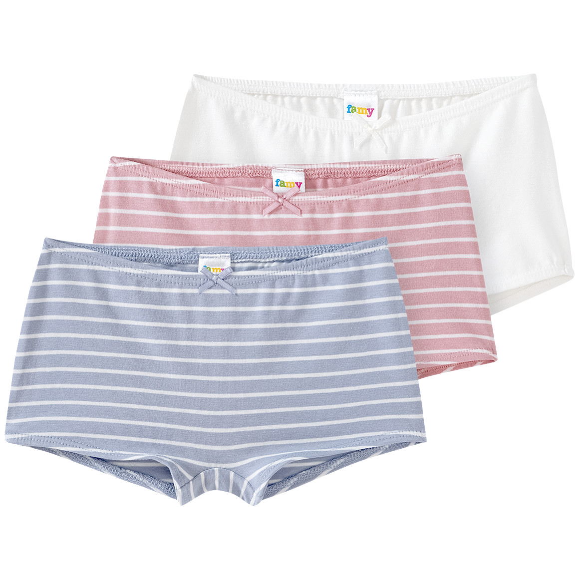 Famy 3 Mädchen Pantys aus Bio-Baumwolle hellblau / rosa / weiss